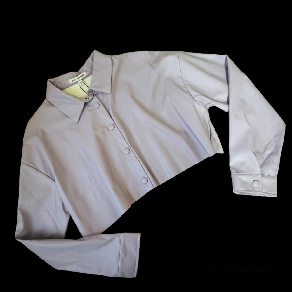 Vegan Leather Crop Shirt. NWT